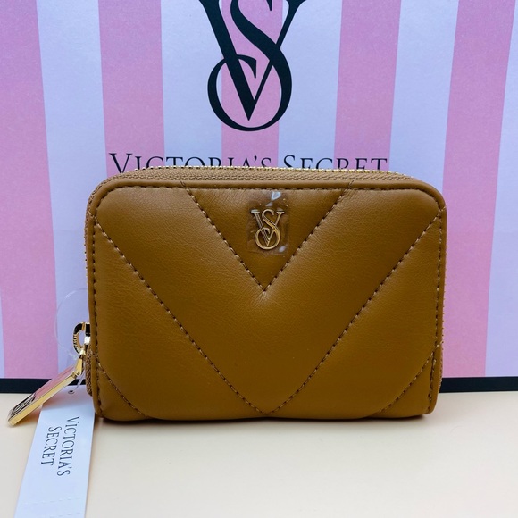Victoria's Secret Small Zip Around Wallet Gold/Brown - Picture 1 of 5